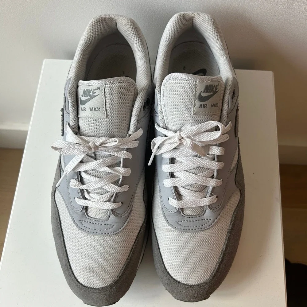 Nike Air Max 1 Sz 14 Photon Dust Smoke Grey White HM9936-001 Mesh Suede Low